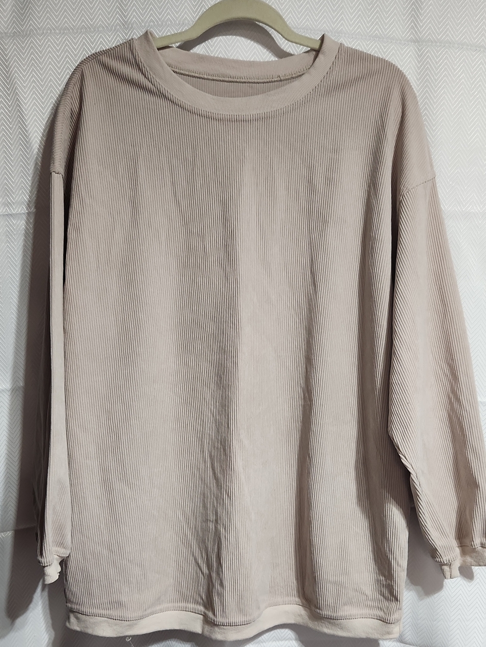 XL Ribbed Long Sleeve Sweatshirt - Beige